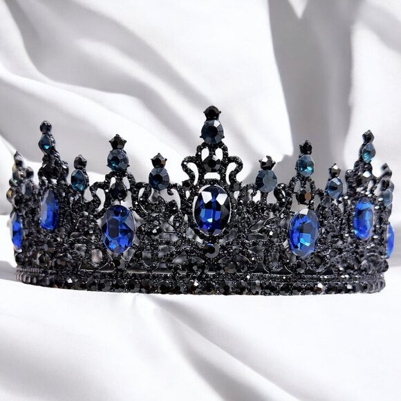 Renaissance Crown, Blue Stone Crown, Halloween Costume, Coronation Crown - Picture 9 of 9